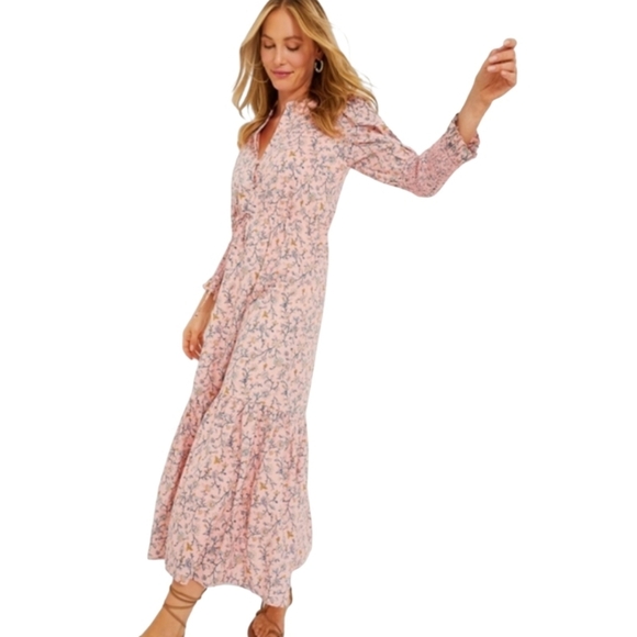 Tuckernuck Hyacinth House Light Pink Floral Lucille Maxi Dress Size Large NWOT - Picture 7 of 14